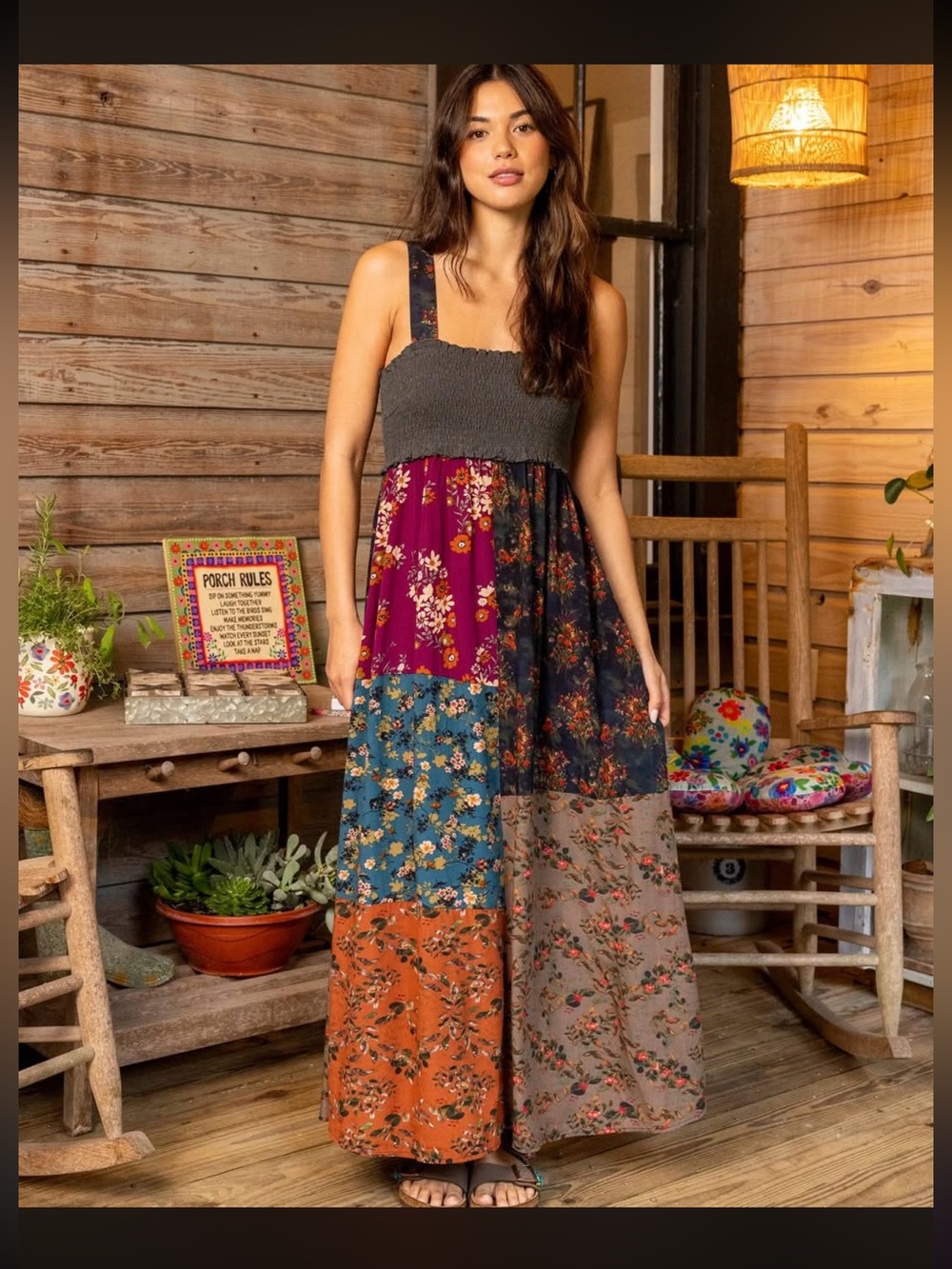 NATURAL LIFE Valentina Maxi Dress Medium Colorful Patchwork Floral size S